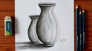 Still Life Drawing Step By Step  Pencil Shading Process of Pots  Pencil Drawing For Beginners [upl. by Eornom91]