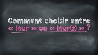 Les homophones  Comment choisir entre « leur » ou « leurs »  Gabon Ecole Numérique [upl. by Ailec]