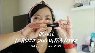 WEAR TEST AND REVIEW CHANEL LE ROUGE DUO ULTRA TENUE  ITS ME SORAYA [upl. by Wickham]