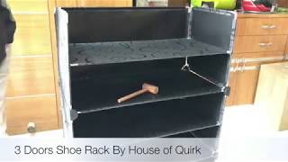 DIY 3 Doors Shoe Rack Storage Organizer [upl. by Cirle]