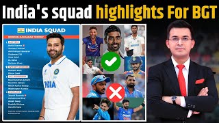 India Squad Highlights for Border Gavaskar Trophy NoMohammed Shami Axar Patel in 18member squad [upl. by Ruy]