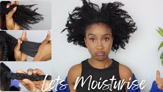 HOW TO MOISTURIZE 4C LOW POROSITY HAIR  Mid week Winter Routine Stretched Hair [upl. by Adlig]