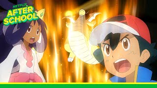 Ash’s Dragonite vs Iris’ Haxorus  Pokémon Master Journeys The Series  Netflix After School [upl. by Brey681]