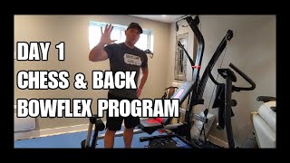 My Bowflex build muscle training day 1  Chess amp Back program [upl. by Yerfej754]