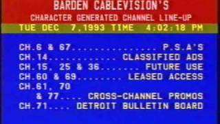 Barden Cablevision  Channel Lineup December 7 1993 [upl. by Aniweta]