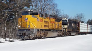 Take a look at UPs BRAND NEW paint scheme leading a train Plus more on the Hinckley Subdivision [upl. by Ahsahs]