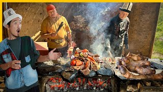 Hunters Barbecue on Stones in Kyrgyzstan 🇰🇬 Osh Bazaar Street Food Tour in Bishkek [upl. by Aivital]