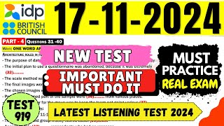 IELTS Listening Practice Test 2024 with Answers  17112024  Test No  919 [upl. by Kassi226]