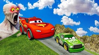 TRANSPORTING PIXAR CARS amp FRUITS WITH COLORED amp JOHN DEERE vs CLAAS vs TRACTORS  BeamNGdrive 962 [upl. by Gault]