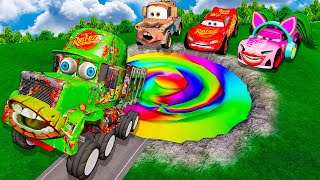 TRANSPORTING PIXAR CARS amp FRUITS WITH COLORED amp JOHN DEERE vs CLAAS vs TRACTORS  BeamNGdrive 962 [upl. by Atsuj383]