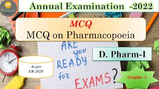 MCQs on Pharmacopoeia  Pharmaceutics  D Pharm 1st Year  Chapter 1  With Solutions [upl. by Alomeda]