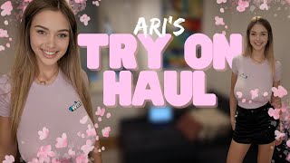 4K Clothing Haul With Ari  Splash Of Pink Transparent Try On 2024 [upl. by Hayse]