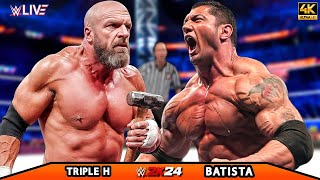 Triple H vs Batista  No Holds Barred Match  WRESTLEMANIA BLUE 2024  WWE Nov 212024 4K60FPS [upl. by Siuraj]