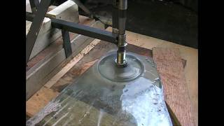 Cutting a 6 inch disk from 19mm glass for telescope mirror [upl. by Rothmuller]