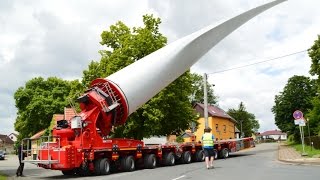 Bender Flügeltransporter FTV 300  18 Nordex Flügel zum Windpark [upl. by Kaleena]