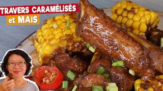 Travers de porc caramélisés avec maïs  Recette facile [upl. by Eseenaj970]