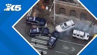 Witnesses react to arrest of man who tried to elude police in downtown Seattle [upl. by Yeliak7]