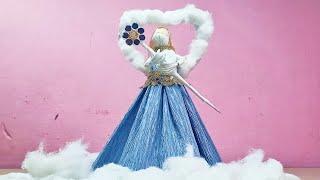 How To Make a FAIRY Doll display using crepe paper  Diy paper craft crepe paper idea prachi craft [upl. by Yral]