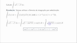 Integral por substituição de 0 a 1 de sqrt1x2 [upl. by Christabella]