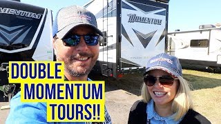 Grand Design Momentum 376TH and Momentum 350G  Toy Hauler RV Tours  Full Time RV [upl. by Atinrahc]