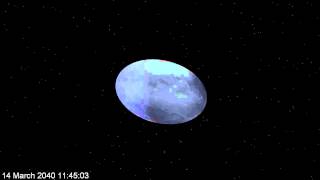 Flyby of the TNO Haumea by a fictional spacecraft in March 2040 [upl. by Htiaf385]