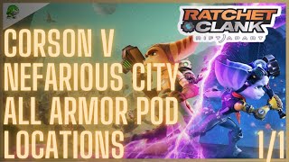 Ratchet and Clank Rift Apart Corson V Nefarious City All Armor Pod Locations [upl. by Sarson]