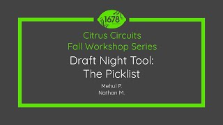 Draft Night Tool The Picklist  2023 Fall Workshops [upl. by Gnoix]