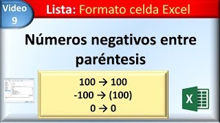 09 formato celda Excel numero negativos entre parentesis [upl. by Ailimat846]