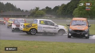 SsangYong Actyon Racing Series 2017 Race 2 Pukekohe Park Raceway Crash 2 [upl. by Ashmead]