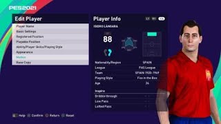 PES 2021 ISIDRO LÁNGARA  SPAIN CLASSIC PS4 [upl. by Nirrak]