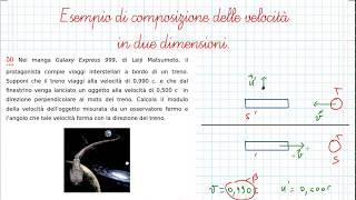 FISICA composizione relativistica delle velocità esempio bidimensionale [upl. by Nyved]