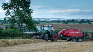 HUGE Tractor and Baler baling straw Ft Fendt 930 amp Massey Ferguson [upl. by Ahders652]