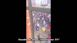 HooligansGroningen clash with Aberdeen fans 24072014 [upl. by Odlavu]