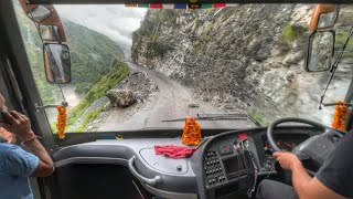 VOLVO Bus Driving in Worlds Most Dangerous Road  Extreme Road of Himachal Pradesh  Delhi to Kasol [upl. by Skees]