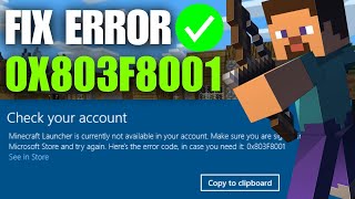 How To Fix Minecraft Error Code 0x803f8001 Quick amp Easy [upl. by Lyrak973]