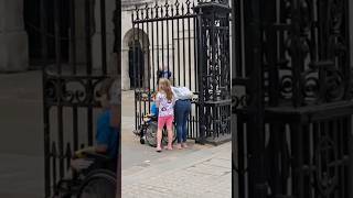 Armed police officers points out to disabled boy were to see the foot guards royalhorseguard [upl. by Aitsirk595]