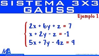 Solución de un sistema de 3x3 método de Gauss  Ejemplo 1 [upl. by Dray]