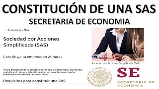 CONSTITUCION DE UNA SAS  PARTE 1 SECRETARIA DE ECONOMIA [upl. by Rosaleen]