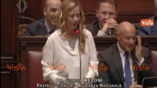 Siparietto Meloni Boldrini quotPresidente sono lunica che si chiama deputataquot [upl. by Leikeze212]