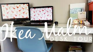 IKEA Malm Desk Tour  A Kathy Moment [upl. by Gierk441]