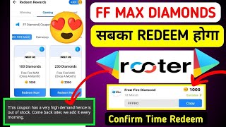 Rooter App Free Fire Max Diamonds Redeem Problem Solve Trick  Rooter FF Max Diamonds Redeem Problem [upl. by Marucci599]