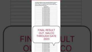 Nalco through GATE 2023 FINAL RESULT [upl. by Brion632]