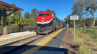 Amtrak PO41 in Deland Amtrak SunRail station with phase vII P42 leading on 112424 [upl. by Thaxter]