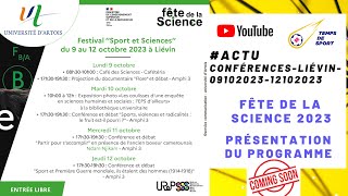 “CONFÉRENCES”  PROGRAMME VIDÉO DE LA FÊTE DE LA SCIENCE 2023 À LUFR STAPS DE LUNIVERSITÉ DARTOIS [upl. by Dorella521]