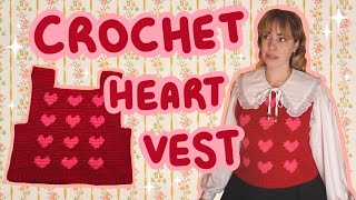 Valentines Crochet Sweater Vest [upl. by Rubina482]