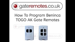 How to program Beninca TO GO AK Gate Remote Transmitter Keyfobs [upl. by Unders]