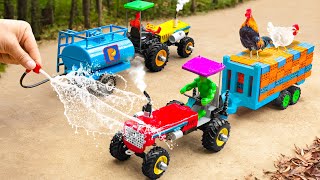 DIY mini tractor transporting gasoline rescue heavy truck  diy Fire Truck rescues Petrol Pump [upl. by Brittan]