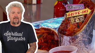 Guy Fieri Eats the HRD Spicy Burrito  Diners DriveIns and Dives  Food Network [upl. by Odlavso436]