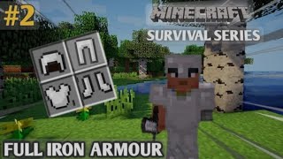 I made iron armour in Minecraft Survival pe series episode 2 [upl. by Namhcan481]