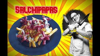 cómo hacer Salchipapas crujientes en casa  Mayonesa verde DELICIOSA receta [upl. by Yolane318]